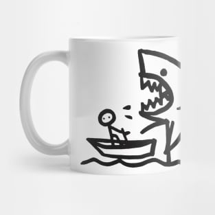 Stick Figure of a Shark in Black Ink Mug